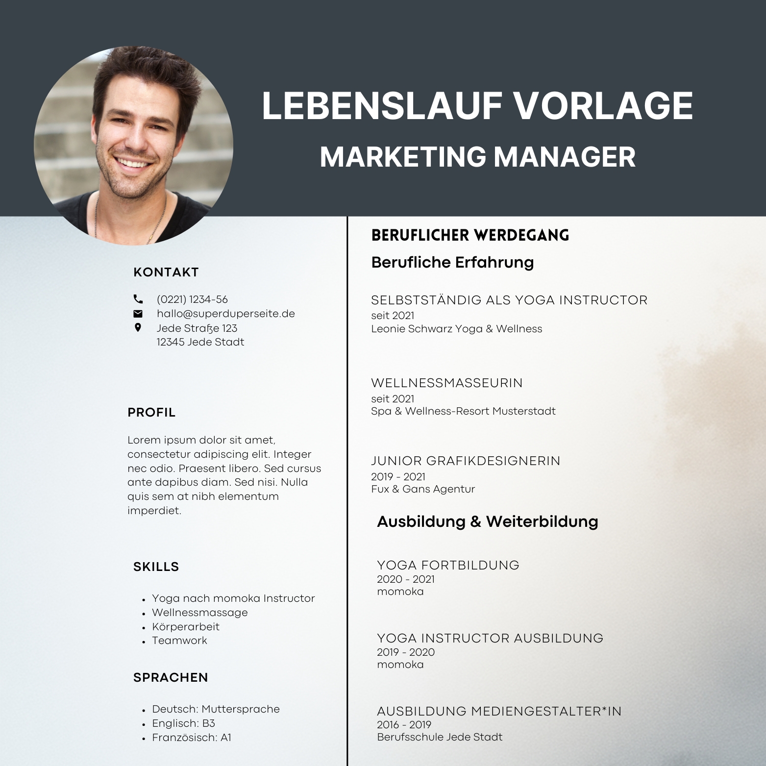 Bewerbungsvorlage, Lebenslauf Vorlage Word, Moderner Lebenslauf, Anschreiben, Anlagen, Deckblatt, Motivationsschreiben